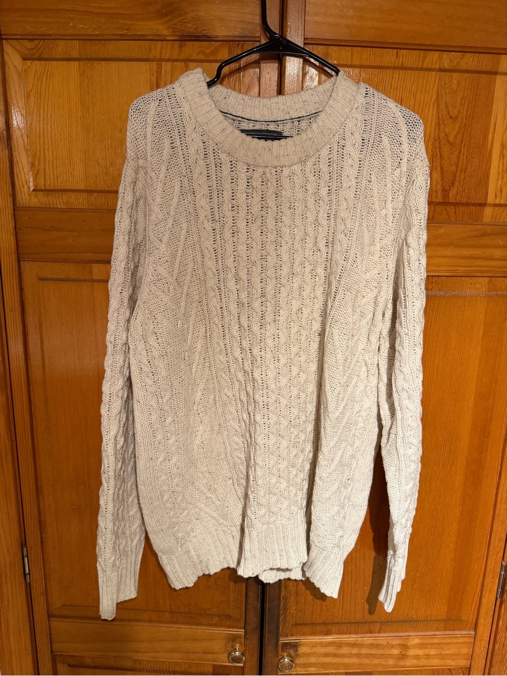 American Eagle Outfitters Cream Cable Knit Crewneck Sweater